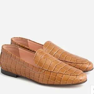 NEW J.Crew Croc Embossed Leather Smoking Slipper Sz 8
